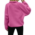 thumbnail image 5 of Fleece Jacket, Yigetop Women Autumn and Winter Casual Solid Color Lapel Buttoned Long Sleeve Plush Patchwork Jacket Warm Winter Winter Jackets Sherpa Jacket Women Hot Pink XL, 5 of 7