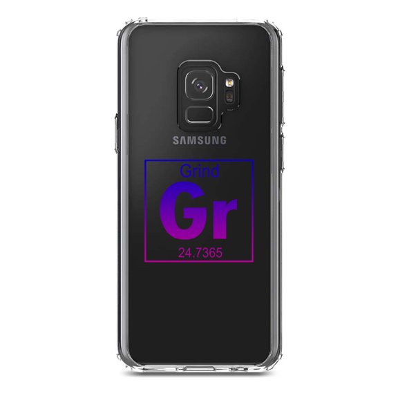 DistinctInk Clear Shockproof Hybrid Case for Samsung Galaxy S9 (5.8" Screen) - TPU Bumper Acrylic Back Tempered Glass Screen Protector - Entrepreneur Grind GR Element