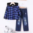thumbnail image 4 of UYYX Boy Outfits Young Boys Classic Hood Outerwear Loose Straight Denim Pants Suit Soft Comfort Spring Outfit（Blue,3-4 Years）, 4 of 8