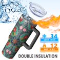 thumbnail image 5 of 40oz Pioneer Flower Floral Print Pattern Insulated Tumbler with Handle, BPA-Free Leak Proof Lid and Straws, Double Wall Vacuum, Hot 12h/Cold 34h, 5 of 6