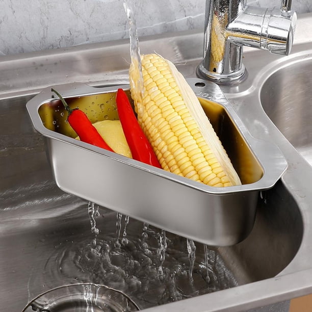 Filtro de fregadero triangular de cocina multifuncional cuelga en el grifo de la canasta de colar de almacenamiento colgante con taza de succión para fregadero de la cocina