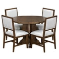 thumbnail image 2 of Harper & Bright Designs Farmhouse Round Dining Table Set with 4 Upholstered Chairs, Wood Extendable Dining Table with Leaf for Extra Seating for Dining Room Kitchen, Brown, 2 of 17