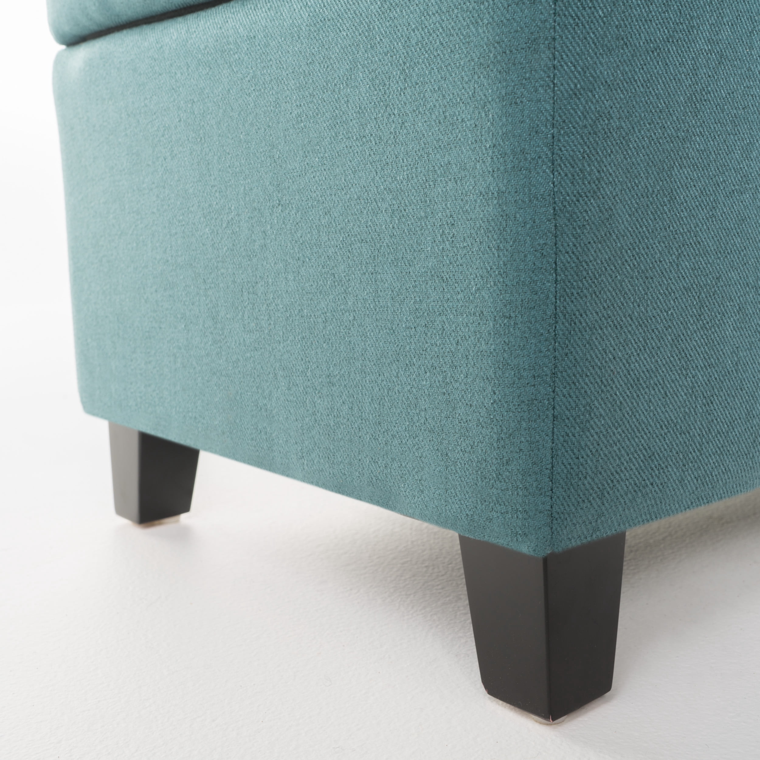 Noble House Caraway Contemporary Fabric Upholstered Storage Ottoman, Dark Teal