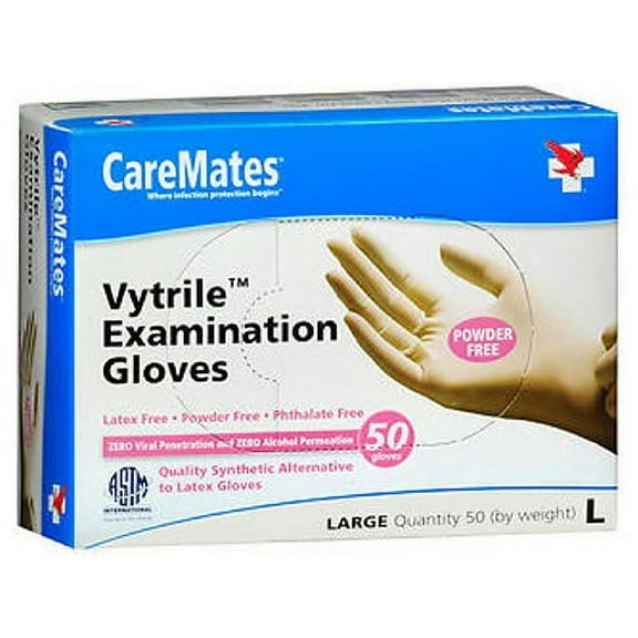 CareMates Vytrile Examination Gloves Powder & Latex Free Large 50 ct, Pack of 2