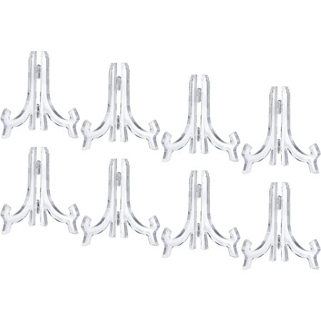 8pcs 4.3" Easel Plate Holder, Plastic Folding Display Stand Clear for Decorative Picture Frame