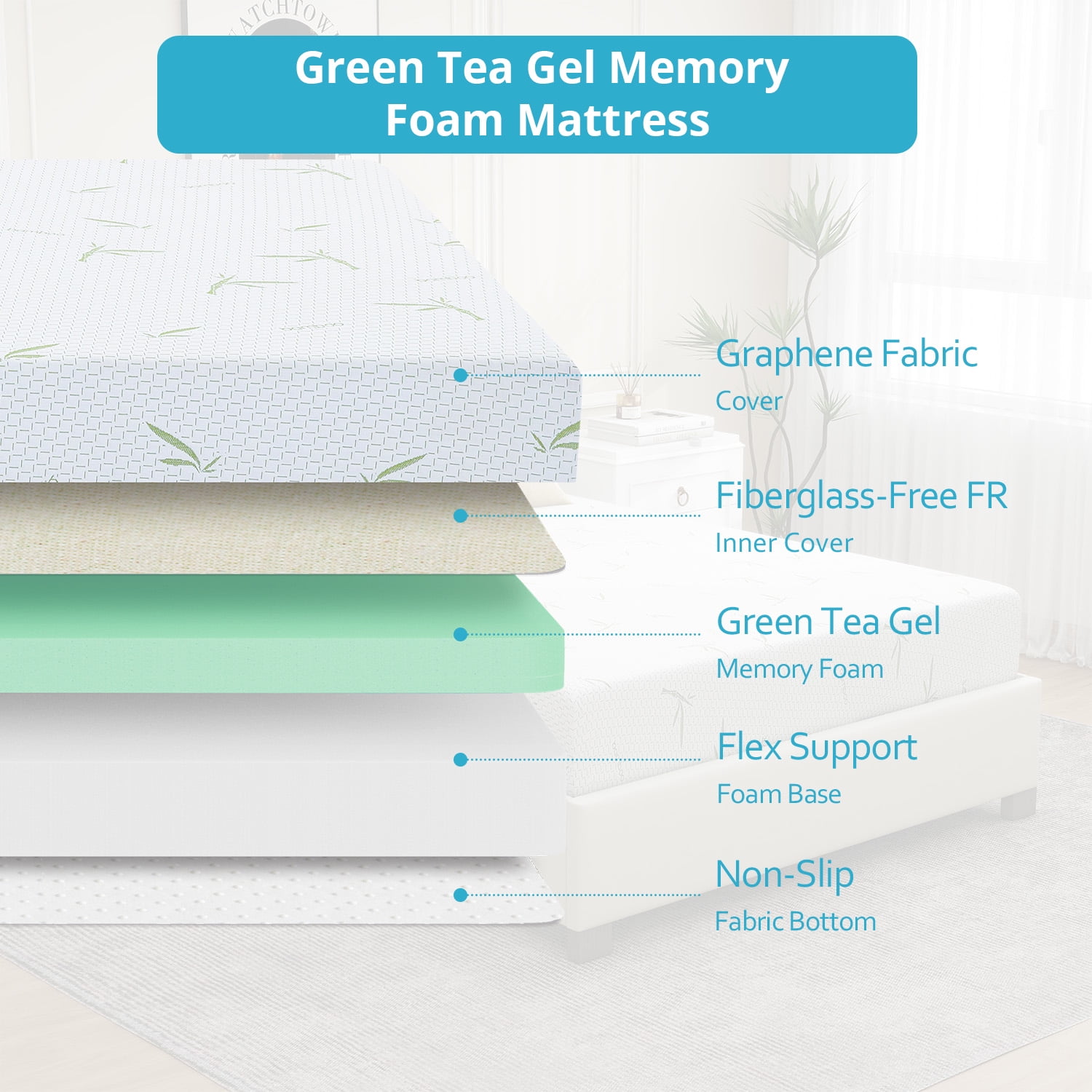 10'' King Memory Foam Mattress with Cover Breathable Bed Mattress in a Box