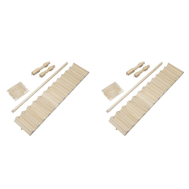 2X Miniaturas de Casa de MuñEcas, 1/12 Escalera de Madera con Larguero Escalera con Pasamanos Modelo DecoracióN de Casa de MuñEcas Modelo 2