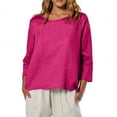 thumbnail image 2 of Breezora Relaxed Fit Womens 3 4 Sleeve Round Neck Blouse Lightweight Printed Top for Everyday Wear XXXL Size Hot Pink, 2 of 7