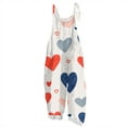 thumbnail image 2 of Valentine's Day Womens Overalls Pink Love Heart Printed Bagggy Straight Leg Rompers Valentine's Adjustable Straps Jumpsuits, 2 of 4