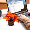 thumbnail image 5 of Artificial Maple Leaf Bonsai Tree,Fall Decorations For Office,With Woven Basket Base, Realistic Fall Centerpieces For Dining Table For Thanksgiving Holiday Home Shelf Office Decor, 5 of 5