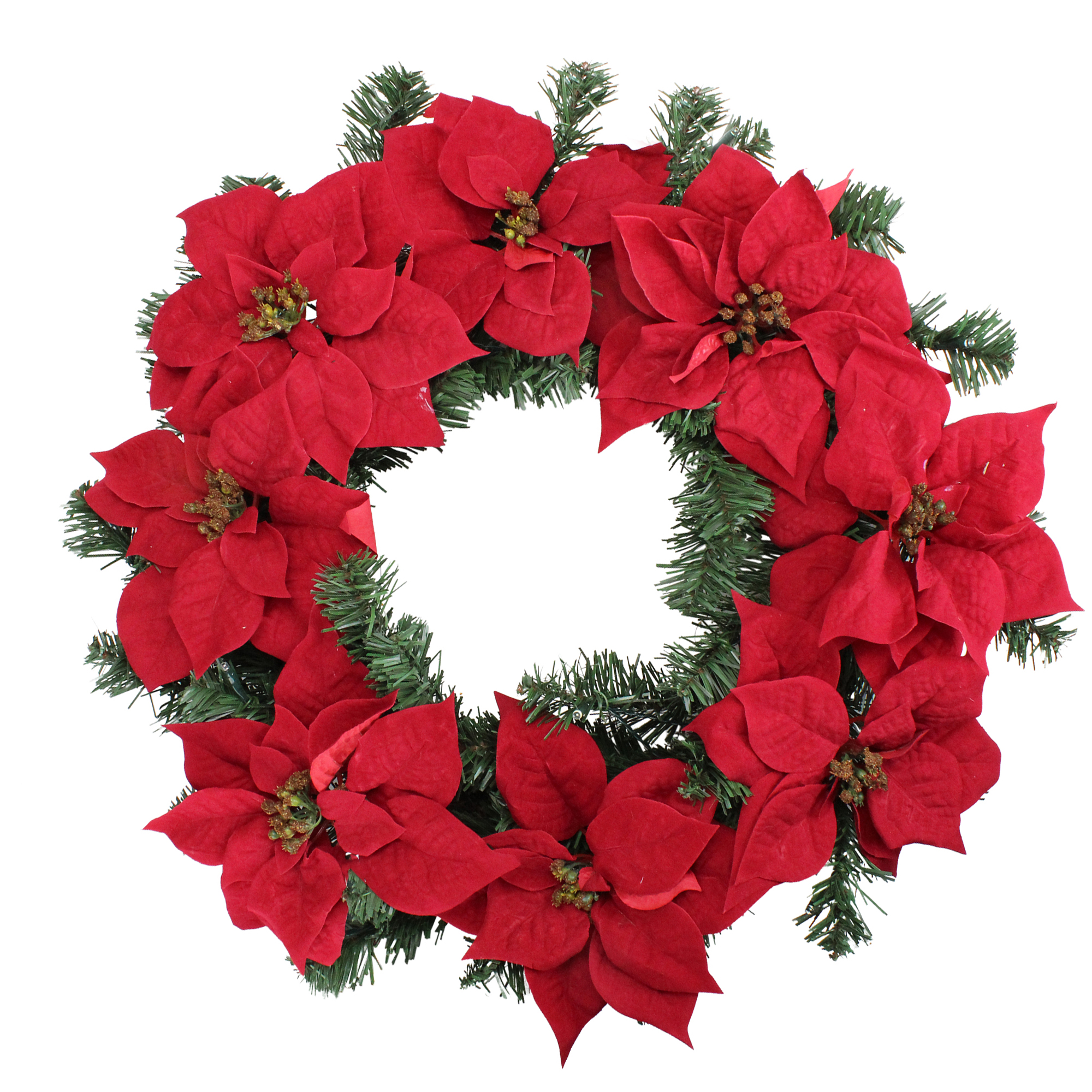 LB International 24" Prelit LED Red Artificial Poinsettia Christmas