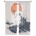 thumbnail image 3 of Blue Dog Sheer Curtains 84 Inches Long 2 Panels Set, Window Sheer Curtains for Living Room/Bedroom, Modern Waves Abstract Art Dynamic Red Light Filtering Rod Pocket Curtain 52'' x 84'' x 2, 3 of 7