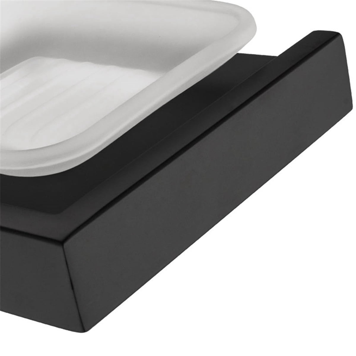 Private Jungle Soap Dish Rust-Proof 304 Stainless Steel Square Soap Holder with Removable Dish Silver Bathroom Accessories Soap Dispenser,Matte Black
