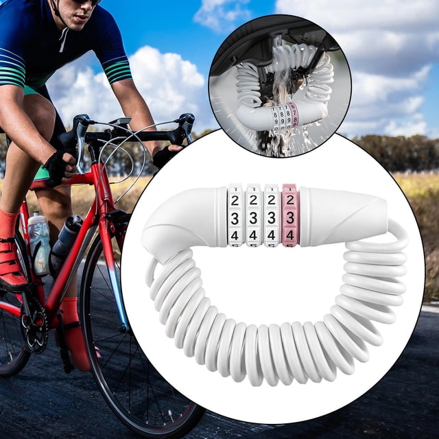 Candado para casco de bicicleta, candados para bicicleta, candados de cable portátiles profesionales para bicicleta, candado de cable combinado para Blanco