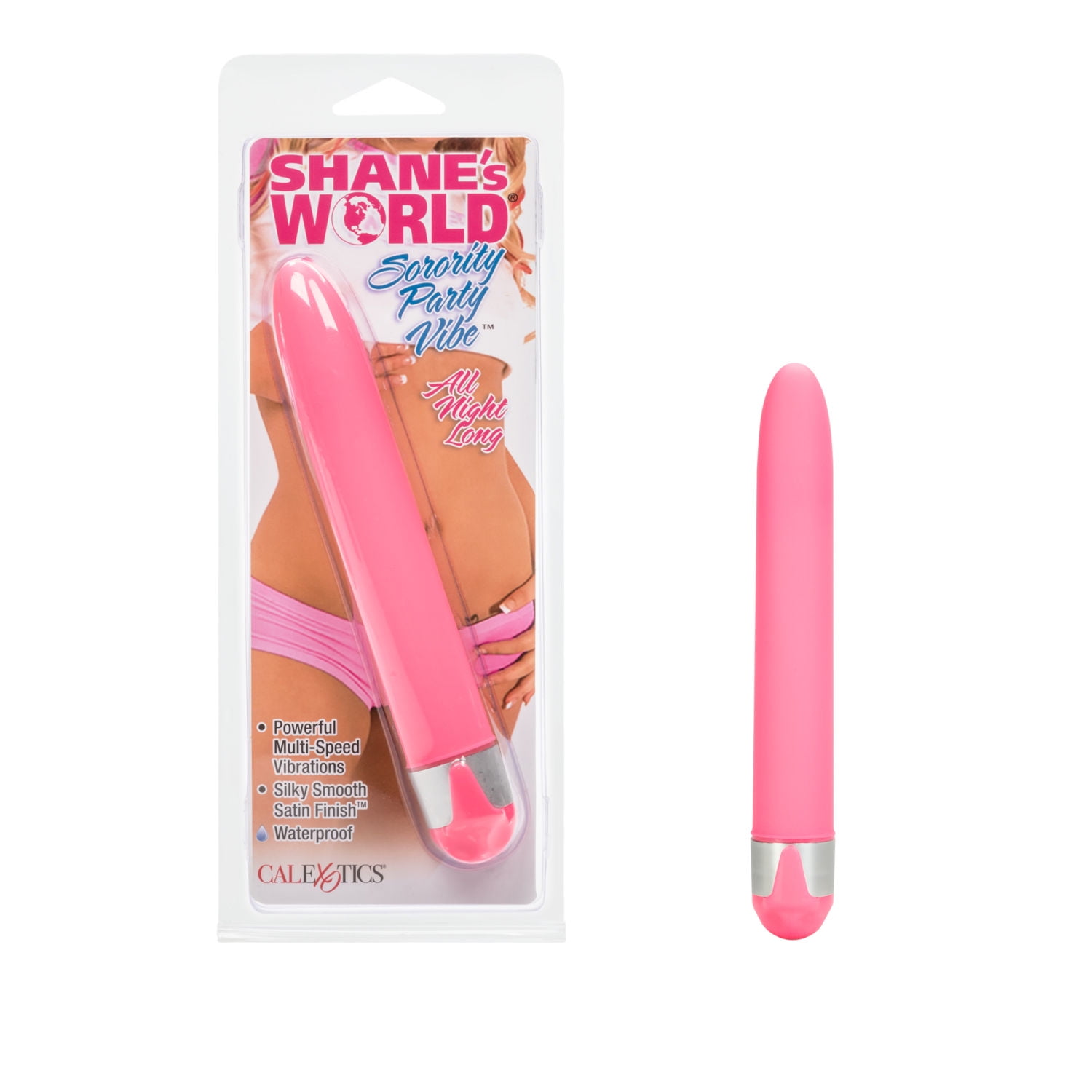 California Exotic Novelties Shane's World Sorority Party Silky Smooth Multi-Speed All Night Vibrator, Pink