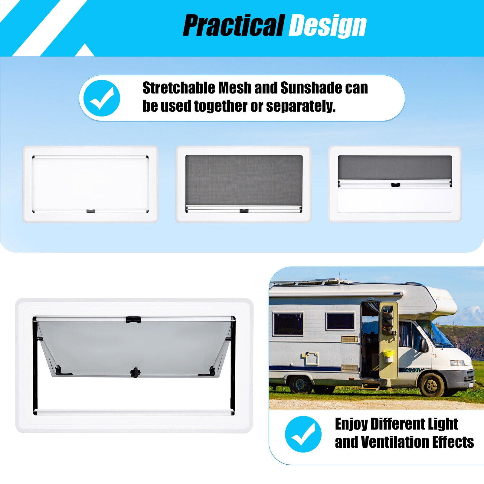 900*500mm/35.4x19.7 inch RV Caravan Camper Van Hinged Window Vent Hatch