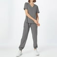 thumbnail image 2 of MLQIDK Scrubs for Women Set Clearance Plus Size Jogger Scrubs Stretchy V-Neck Scrub Pants and Tops Nursing Scrubs Medical Scrubs for Tall Women Gray XL, 2 of 9