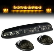 DNA Motoring CBL-CSIL02-SM-Y For 2002 to 2006 Chevy Silverado / GMC Sierra GMT800 LED Cab Roof Center Light + Pair Side Lamps (Smoked Housing Yellow LED) 04 05