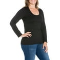 thumbnail image 3 of 24seven Comfort Apparel Plus Size Solid Long Sleeve Scoop Neck Womens Tee, 3 of 4