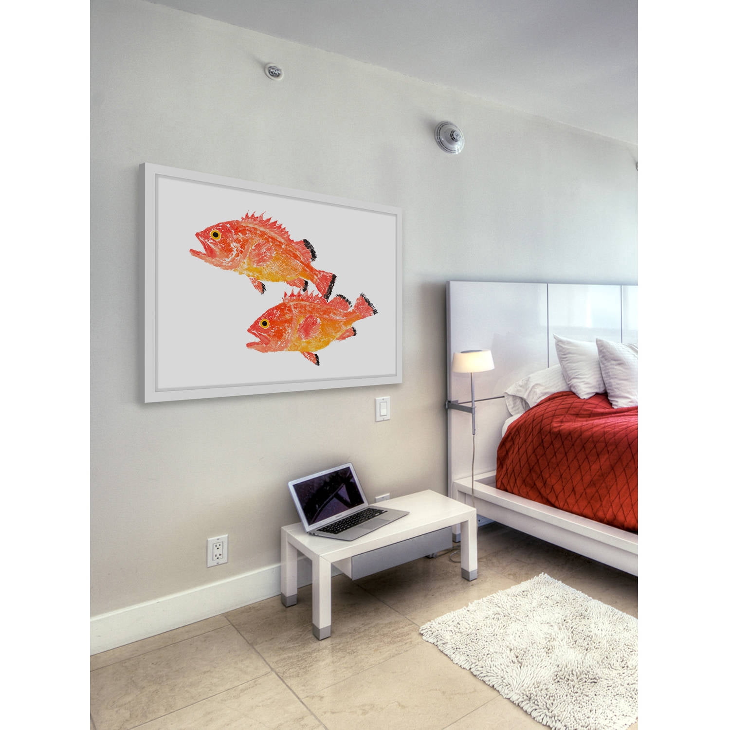 Marmont Hill "Two Orange Fish" by Michael Pantalos Framed Painting Print