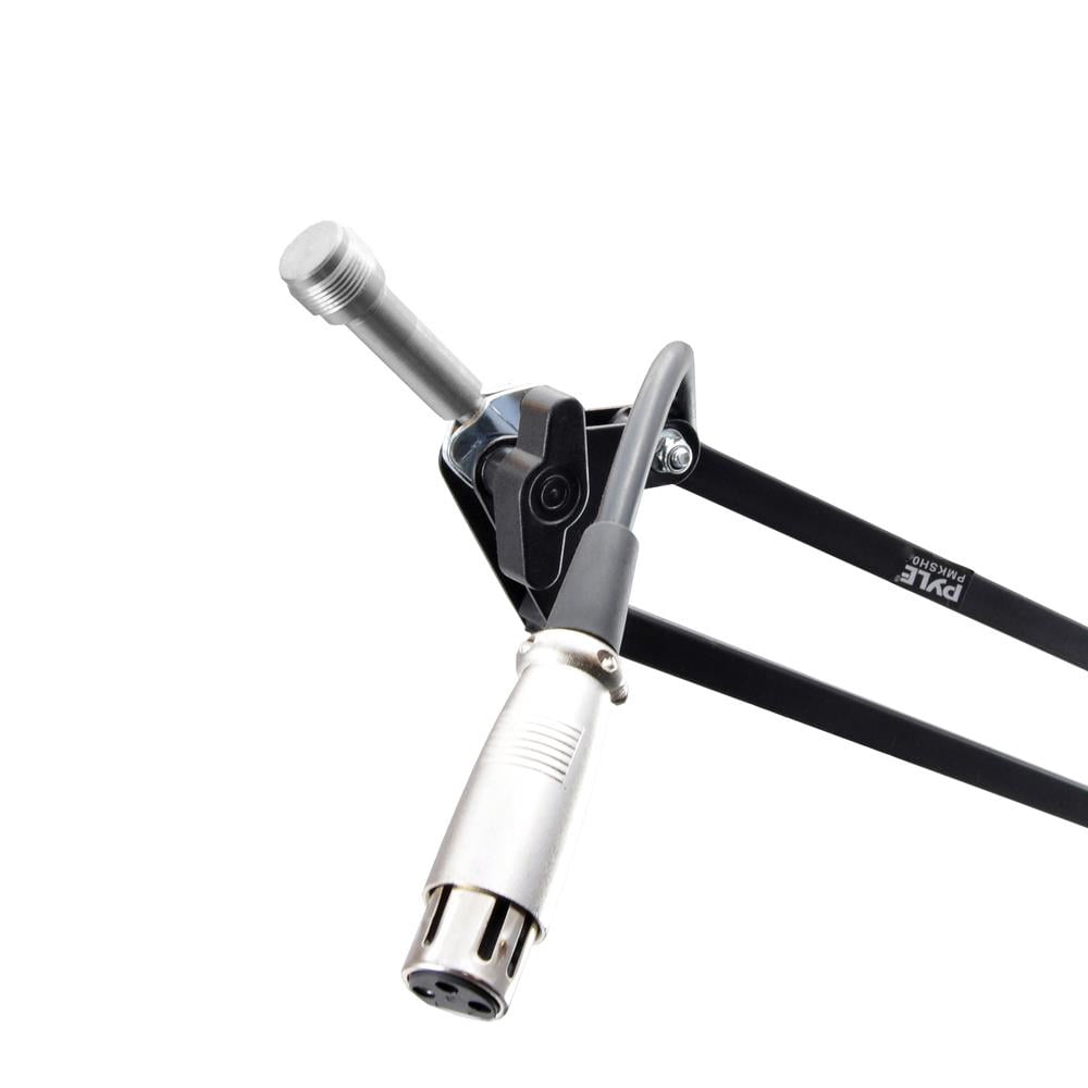 Pyle PMKSH01 - Suspension Microphone Boom Stand - Studio Scissor Arm Mic Mount Holder with Shock Mount Clip (Table Clamp Style)