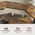 thumbnail image 3 of Greenstell Standing Desk L Shaped with LED Light and Power Outlet, Electric Height Adjustable Computer Office Desk Sit Stand Up with Monitor Stand, Rustic Brown, 3 of 7