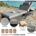 thumbnail image 7 of Garvee 78" Outdoor PE Wicker Chaise Lounge Chairs Set of 2, Adjustable Reclining Pool Lounge Chairs with Cushions & Foldable Tabletop, Brown Rattan Patio Sun Loungers for Garden, Backyard, Beach,Grey, 7 of 7