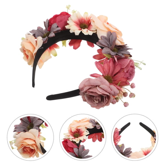 Homoyoyo Colorful Boho Floral Garland Headband for Women Comfortable Cloth Hair Band Party Accessory