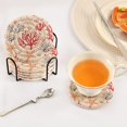 thumbnail image 3 of Yayeee 6 PCS Drink Coasters with Holder Set Woven Absorbent Round Tabletop Hot Pad, Retro Starfish, 3 of 7