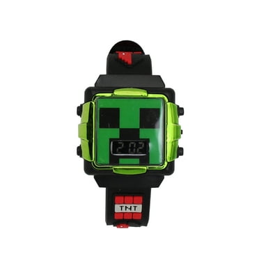 Minecraft Children's Unisex Black Silicone Wristwatch with Flashing Metallic Case, MIN4069WM