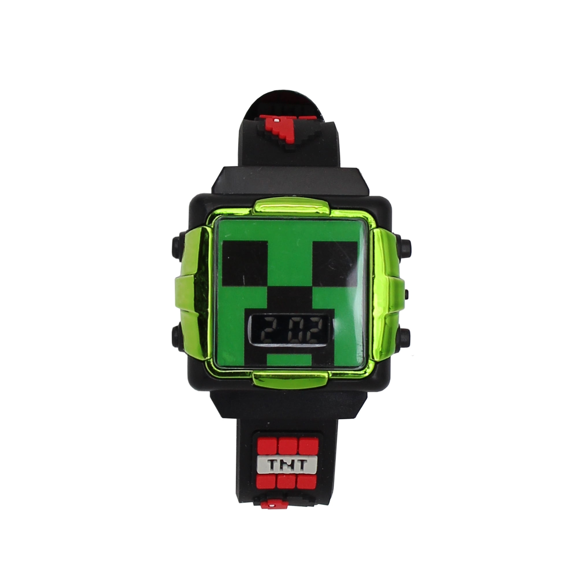 Minecraft Children's Unisex Black Silicone Wristwatch with Flashing Metallic Case, MIN4069WM