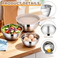 thumbnail image 6 of Walchoice Mixing Bowls with Lid Set of 4, Stainless Steel Nesting Metal Bowls for Kitchen Storage, Ideal for Preparing Cooking Serving Freezing, Size 0.7 & 1.2 & 2 & 2.5 QT - Khaki, 6 of 7