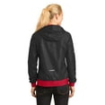 thumbnail image 2 of Sport-Tek LST53 Ladies Embossed Hooded Wind Jacket, Black/ True Red, XXL, 2 of 2