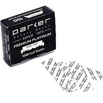 100 Parker Premium Platinum 1/2 Blades - for Professional Barber Razors, Shavette Razors and Disposable Blade Straight Razors