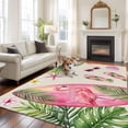 thumbnail image 2 of Summer Flamingo Area Rugs 6'x9', Washable Small Throw Rugs for Kitchen Dining room, Tropical Plants Botanical Floral Rustic Indoor Outdoor Rug Non-Slip Low Pile Carpet Runner Reversible Floor Mats, 2 of 8