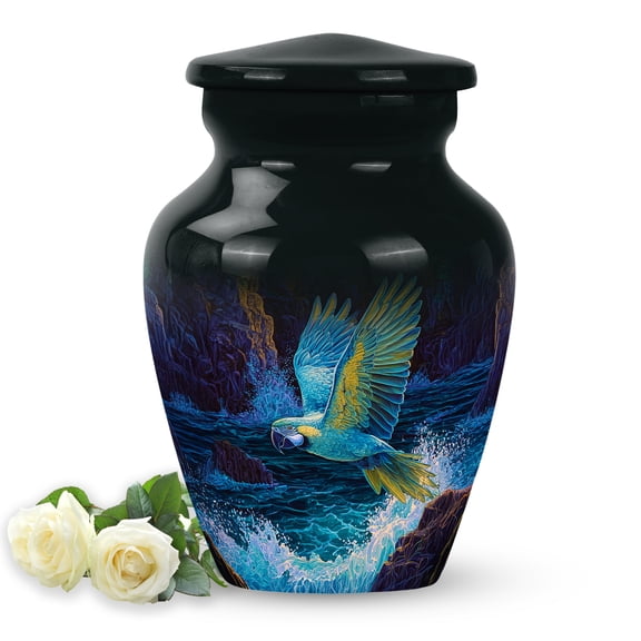 SABURIAL Parrot Funeral Urns For Mom & Dad Ashes - Handcrafted Memorial Urn For Adult Human Ash - 3 Inch - Pack Of 1 - Small Keepsake Urns For Male & Female Ashes - Burial Funeral Urn For Ash
