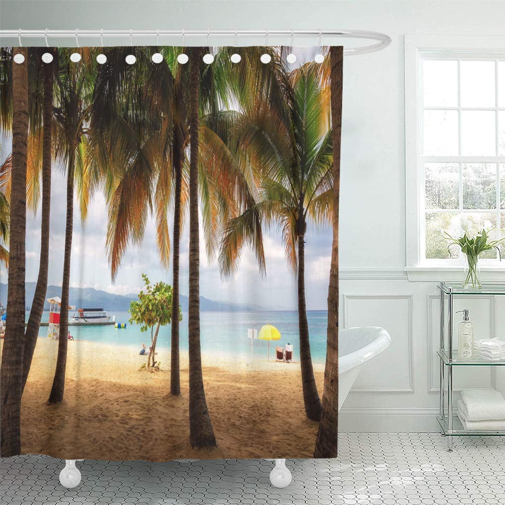 CYNLON Place Palm Trees on Jamaica Beach in Montego Bay Bathroom Decor