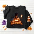 thumbnail image 5 of Ichuanyi Halloween Sweatshirts Women Colorful Pumpkin Ghost Graphic Pullover Shirt Halloween Witch Pumpkin Bat Crewneck Sweater, 5 of 6
