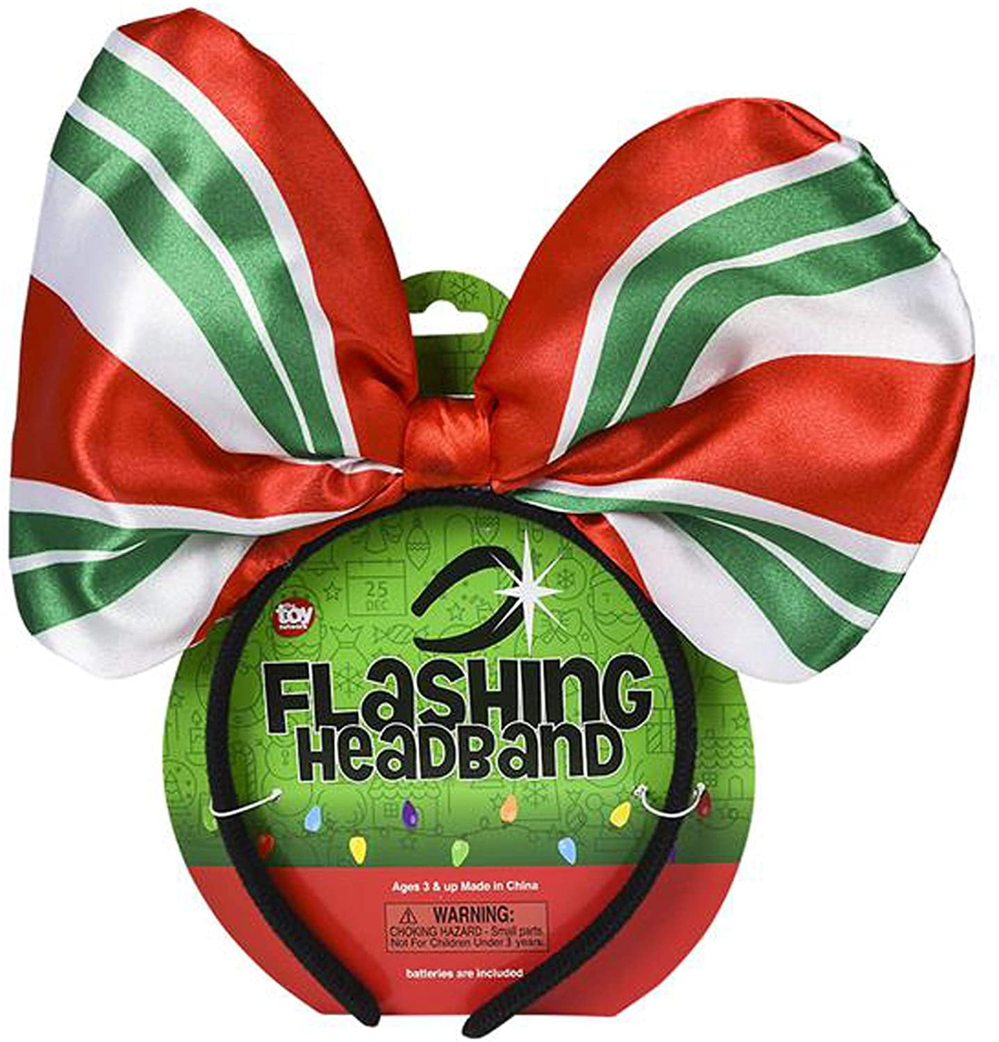 Girls Hair Bow Christmas Red White Green Peppermint Candy Cane 