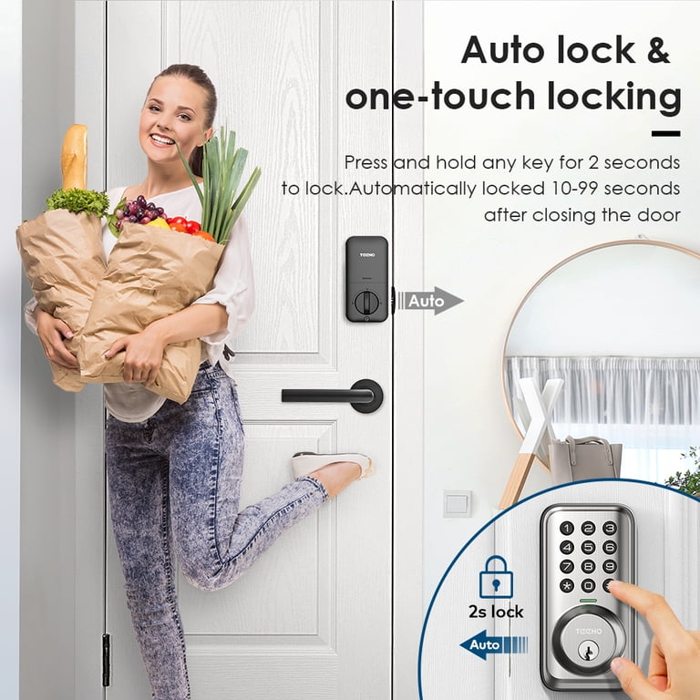 AKAGEAR DS10 Fingerprint Smart Door Lock - Keypad, Auto-Lock, Easy Install (Satin Nickel)