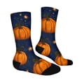 thumbnail image 4 of Voska Pumpkin Bat Patterns Stretch Mid-Calf Socks - Designed specifically for running, stylish and breathable for training. Dark Blue One Size, 4 of 6