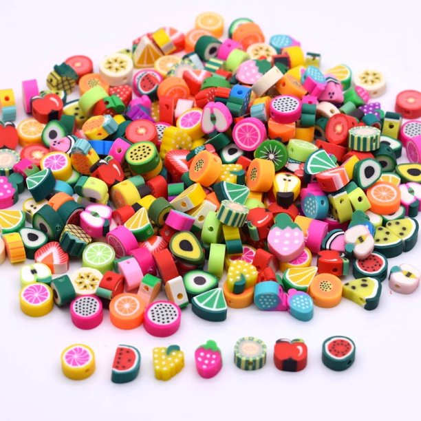 45 Color Polymer Clay Beads Fruit Cake Plum Blossom Smile Heart Loose Spacer Beads for Jewelry Making DIY Handmade Bracelet