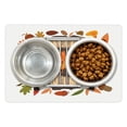 thumbnail image 1 of Hello Pet Mat for Food and Water, Inspirational Autumn Themed Design with Vintage Fox Illustration Acorns Leaves Heart, Non-Slip Rubber Mat for Dogs and Cats, 18" X 12", by Ambesonne, 1 of 2