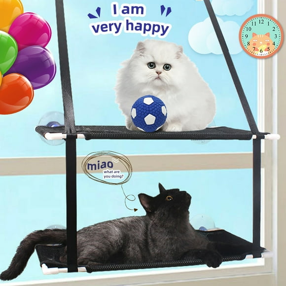 Reheyre Two-Layer Basking Window Mounted Suction Cup Hanging Hammock Bed - 20kg Pet Cats