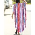 thumbnail image 4 of Bsubseach Women Stylish Colorful Stripe Print Swimsuit Cover ups plus Size Caftan Dresses Button up, 4 of 6