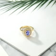thumbnail image 4 of Gem Stone King 18K Yellow Gold Plated Silver Oval Blue Tanzanite Halo Engagement Ring for Women (2.36 Cttw, Gemstone December Birthstone, Oval 8X6MM, Size 6), 4 of 4