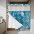 thumbnail image 4 of Sea Stars No Hook Shower Curtain with Snap in Liner Retro Corals Shells Sea Stars Teal Blue Waterproof Bathroom Shower Curtain with See Through Top Window for Bathtub 72" x 72", 4 of 9