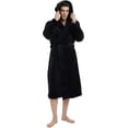 thumbnail image 1 of U2SKIIN Mens Hooded Robe, Plush Soft Warm Mid Length Fleece Bathrobe for Men,(Black,S-M), 1 of 4