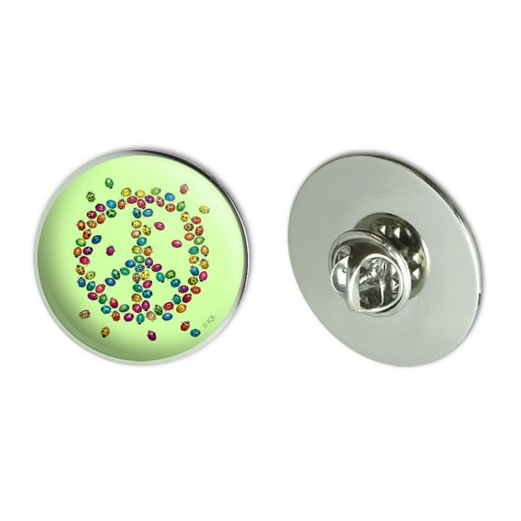 Lady Bug Rainbow Peace Sign Metal 1.1" Tie Tack Hat Lapel Pin Pinback