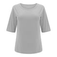 thumbnail image 4 of Long Sleeve Shirts For Women Fashionable Casual Three Quarter Sleeve T-Shirt Loose & Comfortable Polyester Spandex & Cotton Blend Suitable For Daily & Party Wear 1Pc T-Shirt Womens Shirts, 4 of 5